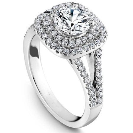 Split Shank Round Cut Real Diamond Halo Bridal Set in 10k White Gold, 8