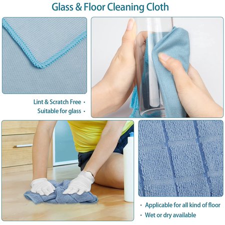 SUGARDAY Microfiber Cleaning Cloth 15 Pack - Purpose Cleaning Towels Reusable Rags Dish Cloths for Cleaning House, Kitchen, Glass (Size: 11.8 x 11.8 in)