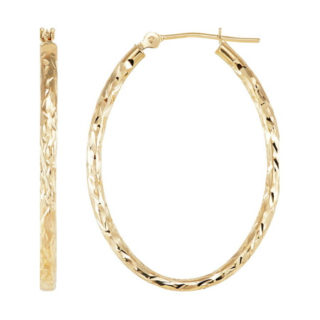 Brilliance Fine Jewelry 10K Yellow Gold 2X30MM Hollow Oval Hoop EarringsGold,
