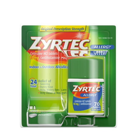 Zyrtec 24 Hour Allergy Relief Tablets with 10 mg Cetirizine HCl, 70 ct