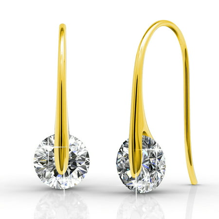 Cate & Chloe McKayla Wonderous 18k Yellow Gold Earrings with Swarovski Crystals, Drop Dangle Earrings, Best Silver Earrings for Women, Special Occasion Jewelry - MSRP $126Yellow Gold,