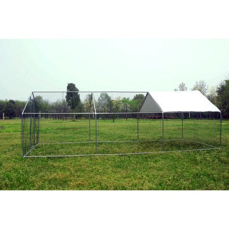 Walcut 20x10 ft. Large Metal Chicken Coop with Waterproof Cover and Chicken Wire Cage Walk in Chicken Run Coops, 20 x 10