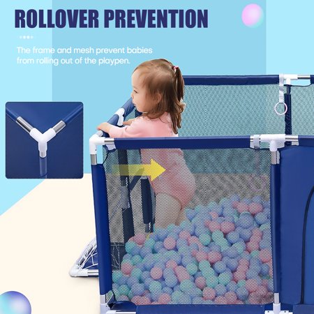 72in Extra Large Heavy Duty Baby Playpen Playard Children's Fence Play Area For Indoors OutdoorsBlue,