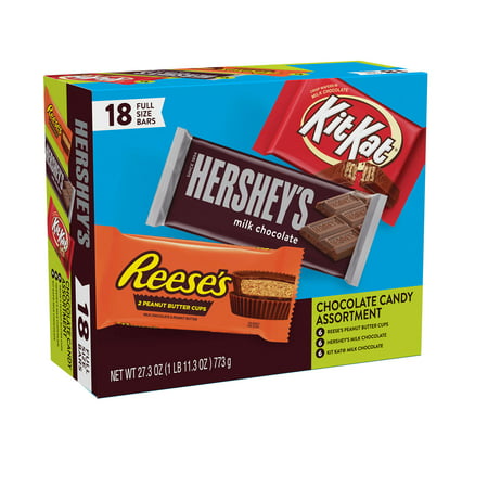REESE'S, HERSHEY'S and KIT KAT?, Milk Chocolate Assortment Candy Bars, Christmas, 27.3 oz, Variety Pack (18 Count)