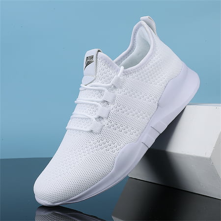 BUBUDENG Athletic Shoes for Men Lightweight Mesh Running Shoes Comfy Walking Workout Sneakers for Men Cross Trainers, White, 10
