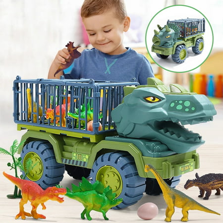 Niyofa Toy Truck, Dinosaur Transport Car Carrier Truck with Dinosaur Toys, Friction Powered Cars, Activity Playmat, Dino Car Playset Toys for Kids Boys Grils Christmas GiftA,