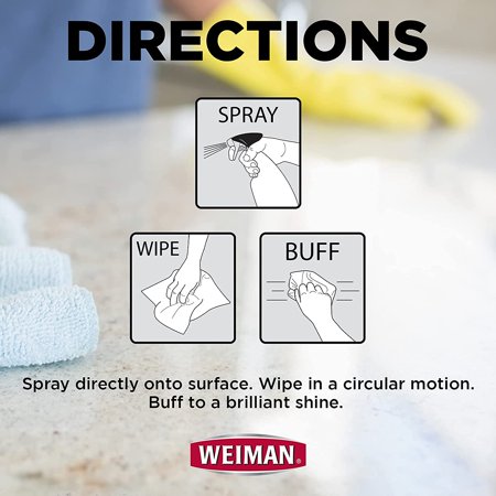 Weiman Granite Cleaner Polish and Protect 3 in 1 - 2 Pack - Streak-Free, pH Neutral Formula for Daily Use on Interior and Exterior Natural Stone