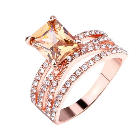 Women's 925 Sterling Silver 14K Rose Gold Natural Morganite Diamond Ring, One Size