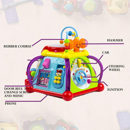 Toysery Baby Activity Center ? Toddler Kids Learning & Skill Development Cube with Lights & Music. Enhance Skill Development with a 15 in 1 Game Functions Toy