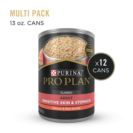 (12 Pack) Purina Pro Plan Sensitive Skin and Stomach Salmon and Rice Entree Dry Dog Food, 13 oz. Cans