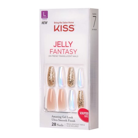 KISS Jelly Fantasy On-Trend Translucent Nails, Jelly Rolls, Long, Coffin