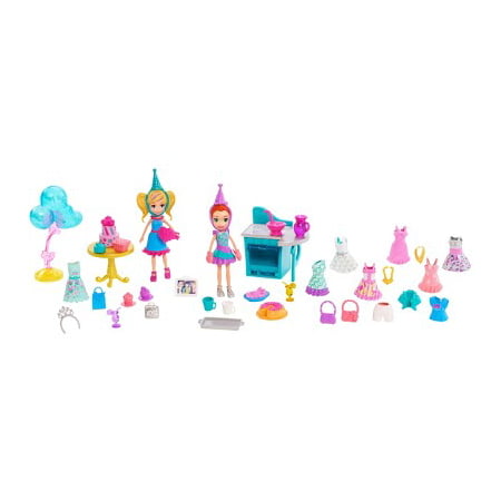 Polly Pocket Birthday Party Pack Doll Playset, 37 Pieces