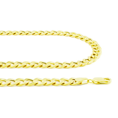 Nuragold 10k Yellow Gold 5.5mm Cuban Curb Link Chain Pendant Necklace, Mens Womens with Lobster Clasp 18" - 30"