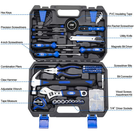120-Piece Home Repair Tool Set, PROSTORMER General Household Hand Tool Kit with Tool Box Storage Case for Apartment, Garage, Dorm and Office