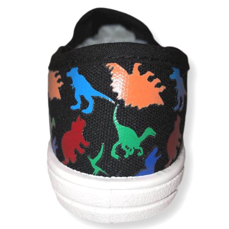 Dinosaur Boys' Shoe Toddler Sneaker Slip On Kids Shoes, Blue, Black, or GrayBlack,