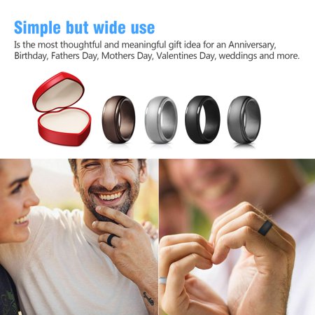 4Pack Silicone Wedding Rings for Men, TSV Breathable Mens' Rubber Wedding Bands, Size 11/10/9inch, Multi-colored Wedding Rings for Anniversary Birthday Festival Weddings9(18.9mm),