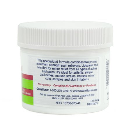 TriDerma Pain Relief Cream, Maximum Strength Topical Cream, Non-Greasy, 2 Pack