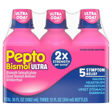 Pepto Bismol Ultra Strength Liquid, Original, 12 Fl Oz, 3 Ct