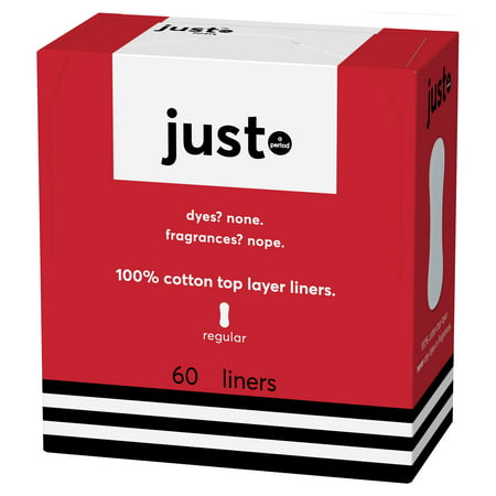 JUST Cotton Top Layer Liners, Regular Aborbency, 60 Ct