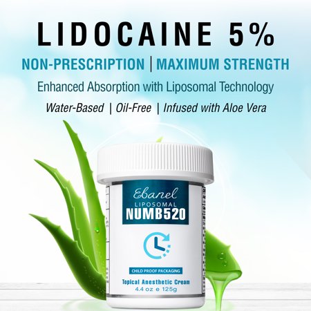 Ebanel 5% Lidocaine Numbing Cream Numb520 Anesthetic Pain Relief 4.4oz