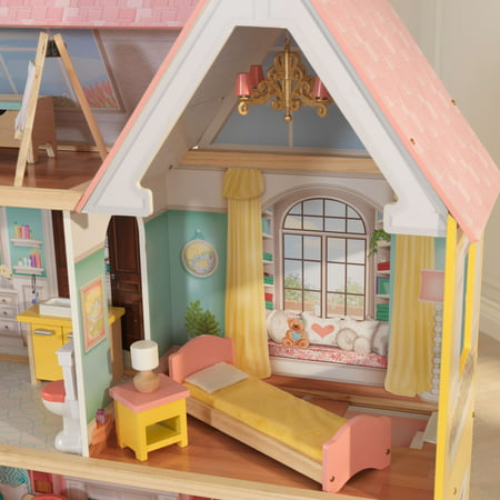 KidKraft Lola Mansion Wooden Dollhouse, over 4 feet Tall, Lights & Sounds, 30 Pieces