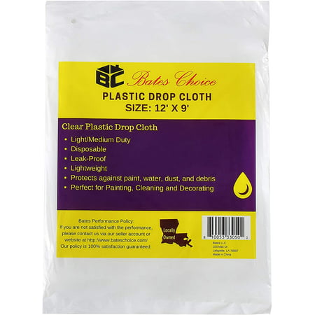 Bates- Plastic Drop Cloth, Drop Cloth 9x12, Plastic Cover, Clear Plastic Tarp, Plastic Tarp for Painting, Plastic Sheeting for Painting, Plastic Drop Cloths for Painting, Paint Plastic Drop Cloth