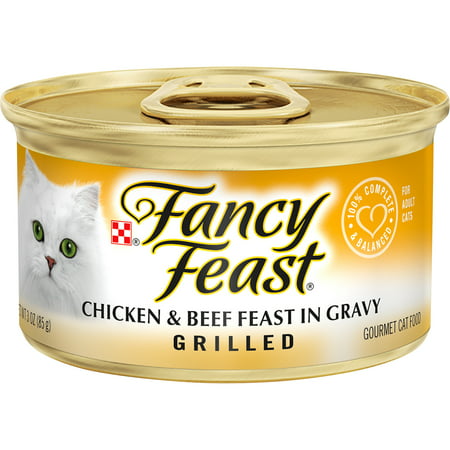 (24 Pack) Fancy Feast Gravy Wet Cat Food, Grilled Chicken & Beef Feast, 3 oz. Cans