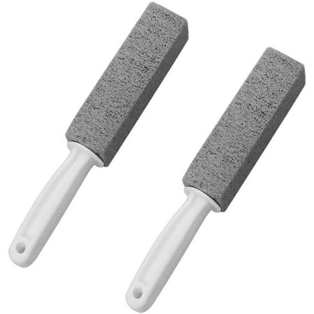 2 Pack Pumice Cleaning Stone with Handle, Toilet Bowl Ring Remover Cleaner Brush Stains and Hard Water Ring Remover Rust Grill Griddle Cleaner For Kitchen/Bath/Pool/Household CleaningGray,