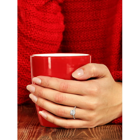 Miabella Women's 2-3/4 Carat T.G.W. Round-Cut Created White Sapphire 10k White Gold Engagement Ring