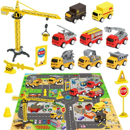 Exercise N Play Engineering Construction Vehicles Toys W/ Play Mat