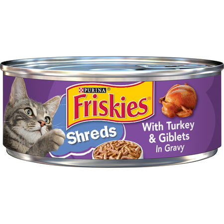(24 Pack) Friskies Gravy Wet Cat Food, Shreds With Turkey & Giblets in Gravy, 5.5 oz. Cans, Turkey & Giblets