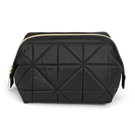 Modella Framed Cosmetic Accessory Case in Quilted Geometric Design & Signature Gold Hardware