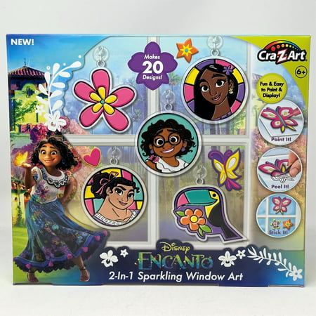 Disney Encanto Multicolor Sparkling Window Art Craft Kit, Unisex Child Ages 6 and up