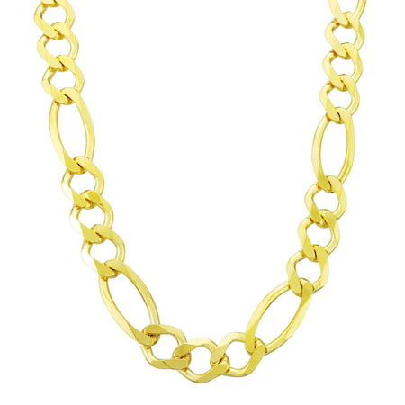 Nuragold 14k Yellow Gold 9.5mm Solid Figaro Chain Link Bracelet, Mens Jewelry 8" 8.5" 9"