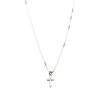 Sterling Silver Tiny Cross Charm Box Chain Nickel Free Necklace Italy 14"