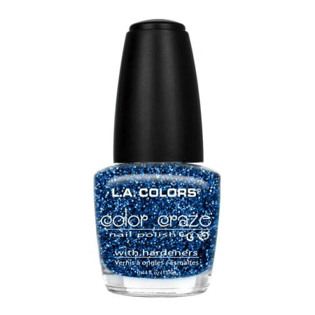 L.A. COLORS Color Craze Nail Polish with Hardeners, Aqua Crystals, 0.44 fl oz, Aqua Crystals