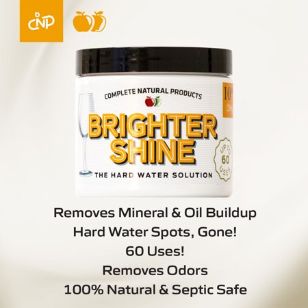 Brighter Shine - 60 Uses, Natural Lemon Dishwasher Additive & Citric Acid Cleaner, Hard Water Spots Remover