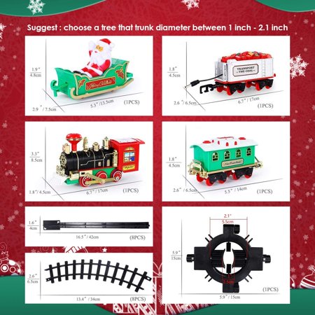 Christmas Train Set Toys, Xmas Tree Decorations Hanging Round Railway Tracks for Under or Around the Christmas Tree with Lights and Sounds, Best Gifts for 3 4 5 6 7 8+ Years Kids Boys Girls
