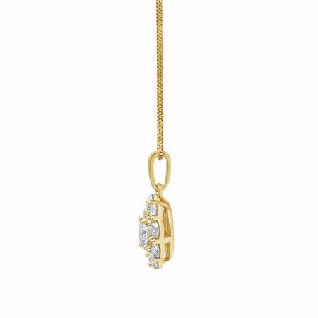 Unique Moments 1.00 ct Lab Grown Diamond Round Halo Pendant Necklace in 14K Yellow Gold (G-H, SI1-SI2), 18"