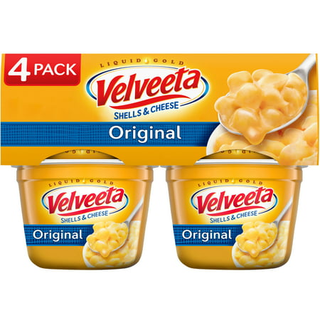 Velveeta Shells and Cheese Macaroni and Cheese Cups Easy Microwavable Dinner, 4 ct Pack, 2.39 oz Cups