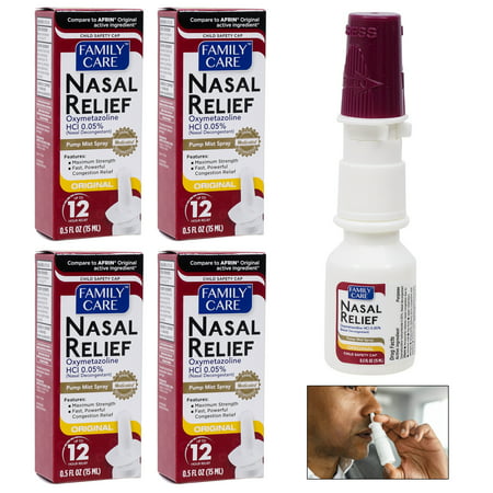 4 Pk Nasal Decongestant Pump Spray 12 Hour Oxymetazoline Relief Allergy Sinus