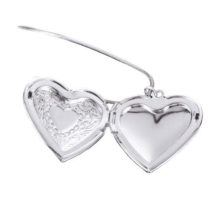 Floral Design Stamped Silver Heart Locket Necklace For WomanSterling Silver,