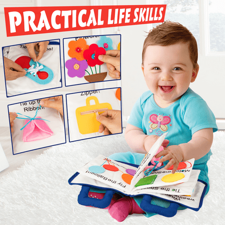 UNIH Baby Soft Book for Infant, Quiet Activity Busy Book Sensory Toy Educational Montessori Toys for Toddlers 1 2 3 Year Old Boys Girls