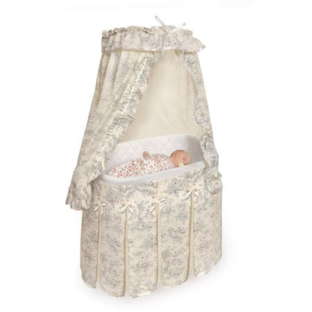 Badger Basket Majesty Baby Bassinet with Canopy, Black ToileBlack Toile,