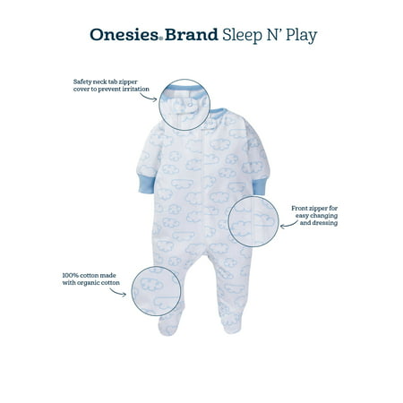 Onesies Brand Baby Boy Sleep 'n Plays Footed Pajamas, 4-Pack (Newborn - 6/9M), Tiger, 3-6 Months