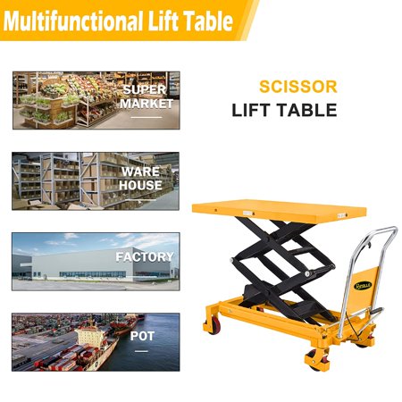 APOLLOLIFT Manual Lift Table Cart Hydraulic Double Scissors 59.1" Lifting 1760lbs Capacity, 59.1" Lifting hight & 1760lb Capacity