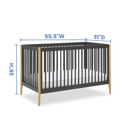 Delta Children Casey 6-in-1 Convertible Baby Crib, Charcoal GreyCharcoal Grey/Natural,
