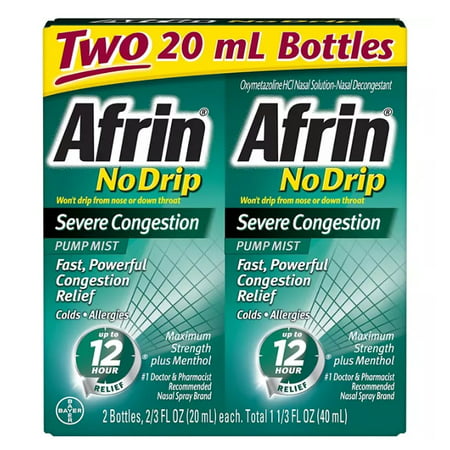 Afrin No Drip Severe Congestion Nasal Spray (20 ml each, 2 pk.)