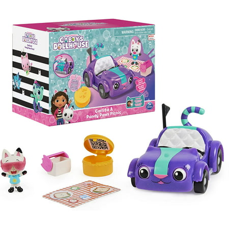 Gabby's Dollhouse, Carlita Toy Car with Pandy Paws Collectible Figure and 2 Accessories