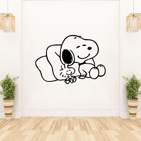Snoopy And Woodstock Sleeping Comfortable Cute Sleeping Peacefully Vinyl Wall Art Sticker Wall Decal Home Kids Room Study Room Boys Girls Room Wall D?coration Design Wall D?cor Decal Size (22x30 inch)